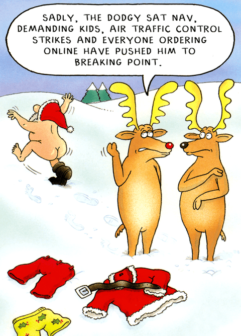 Funny Christmas cardsCharteris Christmas CardsComedy Card CompanySanta at breaking point