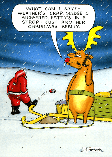 Funny Christmas cardsCharteris Christmas CardsComedy Card CompanyWeather's crap, sledge is buggered