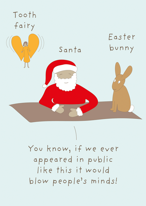 Funny Christmas cardsComedy Card CompanyComedy Card CompanySanta, The Tooth Fairy and The Easter Bunny
