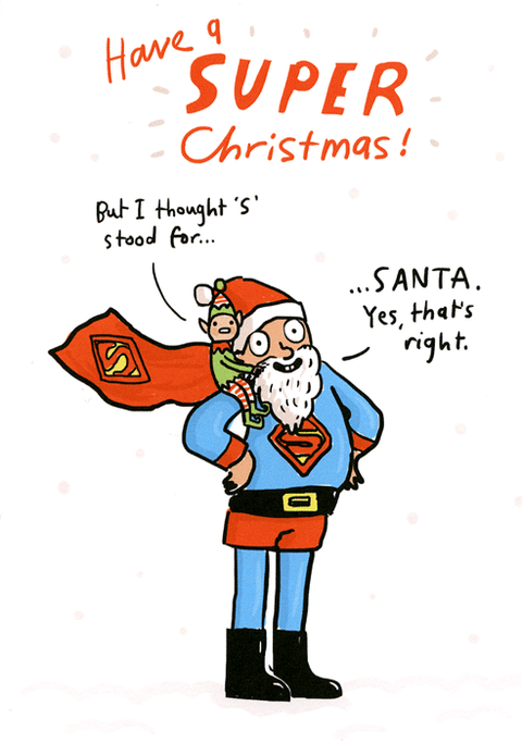 Funny Christmas cardsSarah RayComedy Card CompanySuper Santa