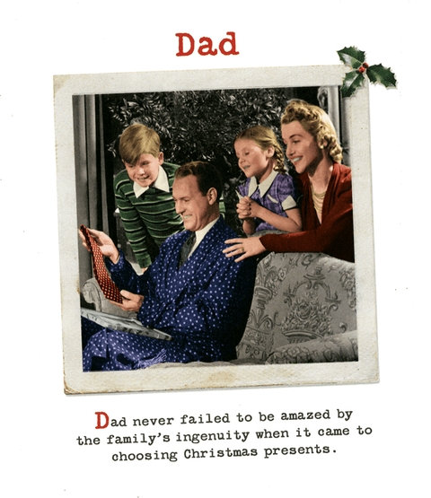 Funny Christmas cardsUK GreetingsComedy Card CompanyDad - amazed by family's Christmas presents
