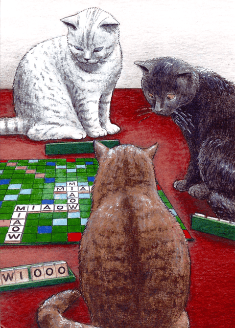 Funny Greeting CardCath TateComedy Card CompanyCats playing scrabble