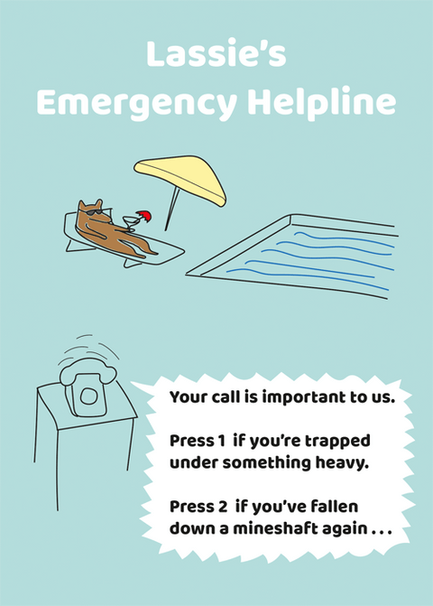 Funny Greeting CardComedy Card CompanyComedy Card CompanyLassie's Emergency Helpline
