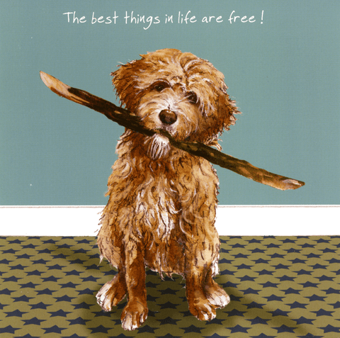 Funny Greeting CardLittle Dog LaughedComedy Card CompanyThe best things are free
