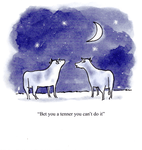 Funny Greeting CardLucilla LavenderComedy Card CompanyCow jumped over the moon