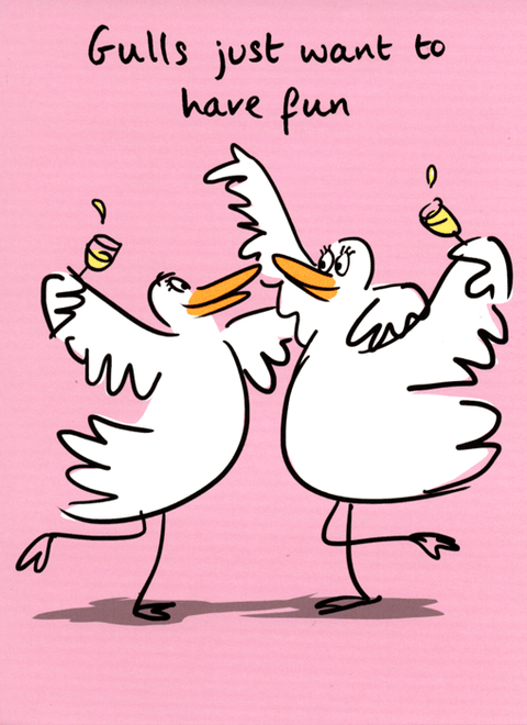 Funny Greeting CardLucilla LavenderComedy Card CompanyGulls want to have fun
