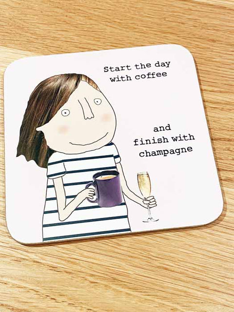 Humorous GiftRosie Made a ThingComedy Card CompanyCoaster - Start day with coffee