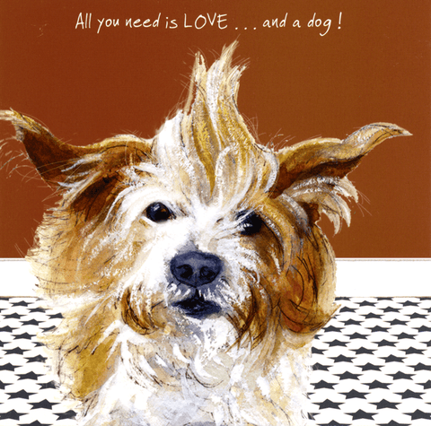 humorous greeting cardLittle Dog LaughedComedy Card CompanyAll you need is love