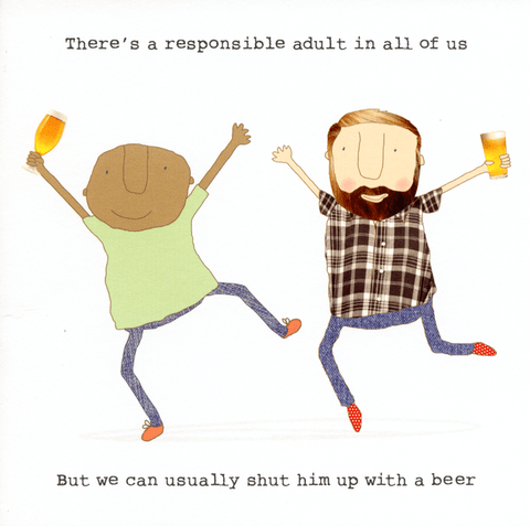humorous greeting cardRosie Made a ThingComedy Card CompanyShut him up with a beer
