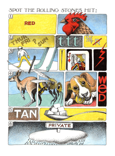 humorous greeting cardSimon DrewComedy Card CompanySpot the Rolling Stones Hit