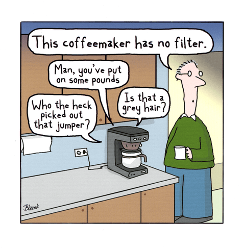humorous greeting cardWoodmansterneComedy Card CompanyCoffee maker has no filter