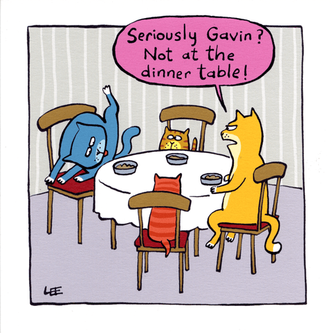 humorous greeting cardWoodmansterneComedy Card CompanyNot at the dinner table!