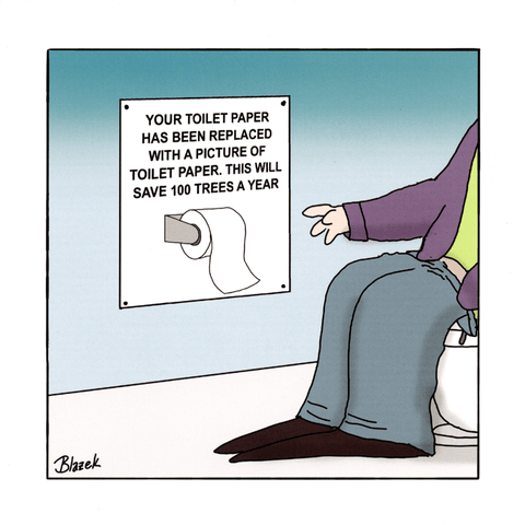humorous greeting cardWoodmansterneComedy Card CompanyToilet paper has been replaced