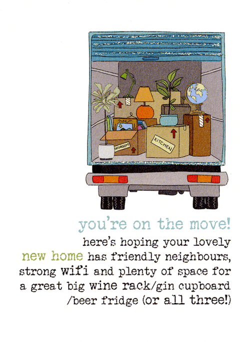 New Home cardDandelion StationeryComedy Card CompanyMoving home - Wifi and Gin cupboard