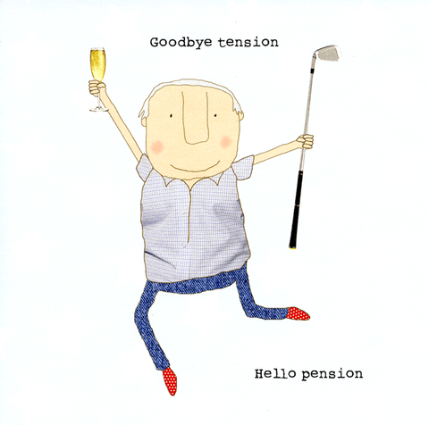 Retirement cardRosie Made a ThingComedy Card CompanyGoodbye tension, hello pension
