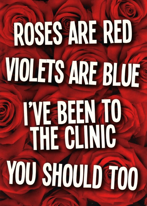 Valentines cardsKiss me KwikComedy Card CompanyRoses are red - Been to the Clinic
